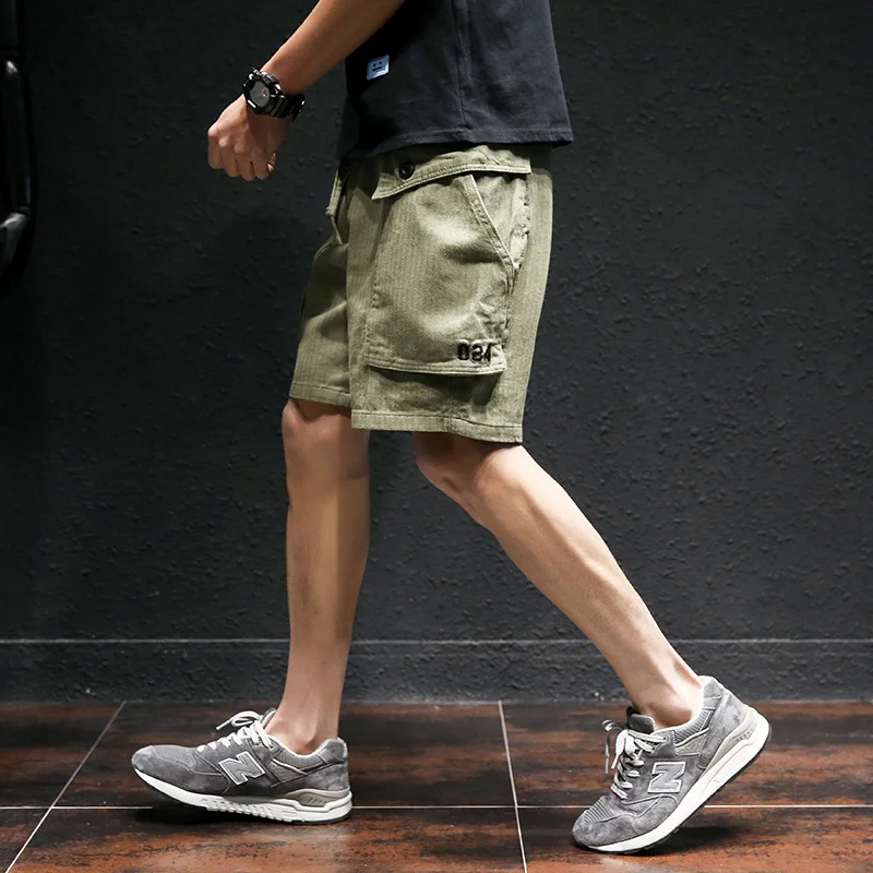 

2020 Mens Military Cargo Shorts Summer Army Green Cats Broek Men Loose Multi-Pocket Shorts Homme Casual Bermuda Broek