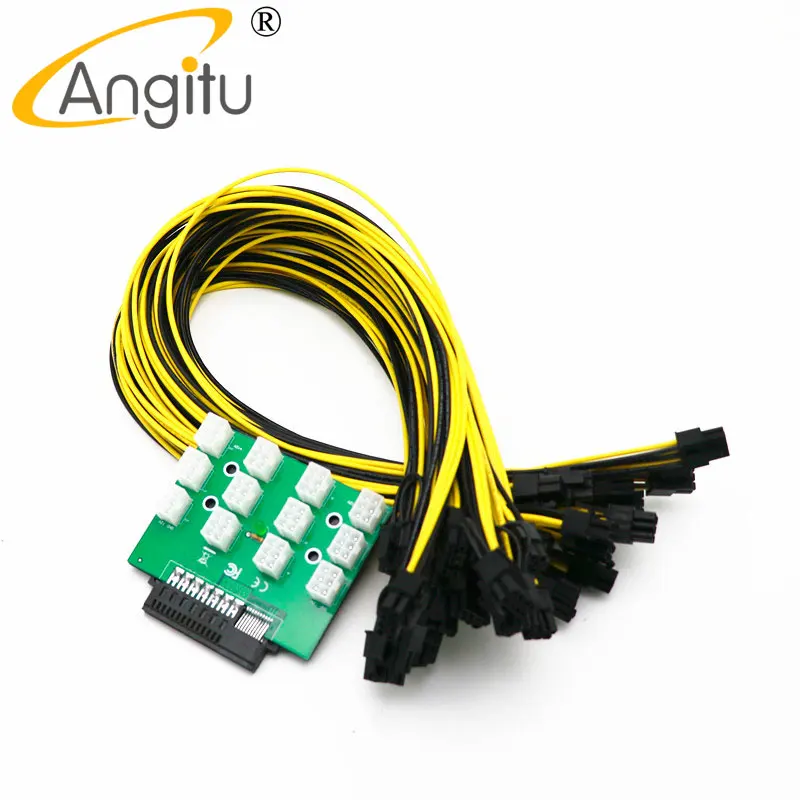 Блокировочная плата Angitu 12x6Pin GPU/PCI-E 800 Вт/1400 Вт/1600 Вт для блока питания + 12 шт. кабелей для лазерной идентификации HP