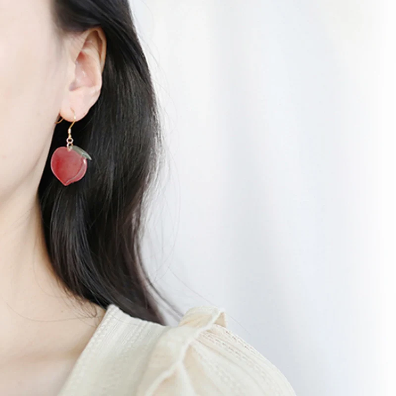 

Fashion Simple Sweet Pink Peach Cute Acrylic Earrings For Women