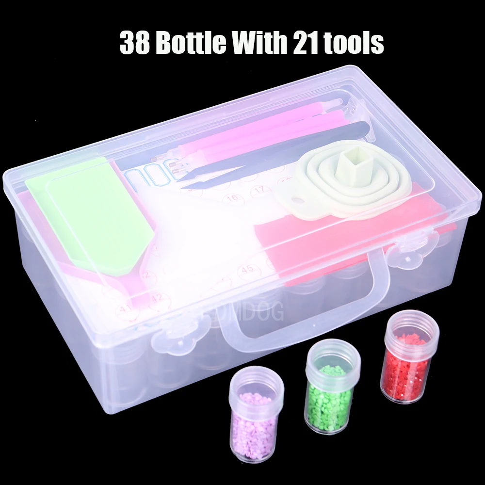 

38/76 Bottles Jar Square 5D Diamond Painting Storage Box Case Embroidery Mosaic Accessories Beads Container Storage boxes Tools