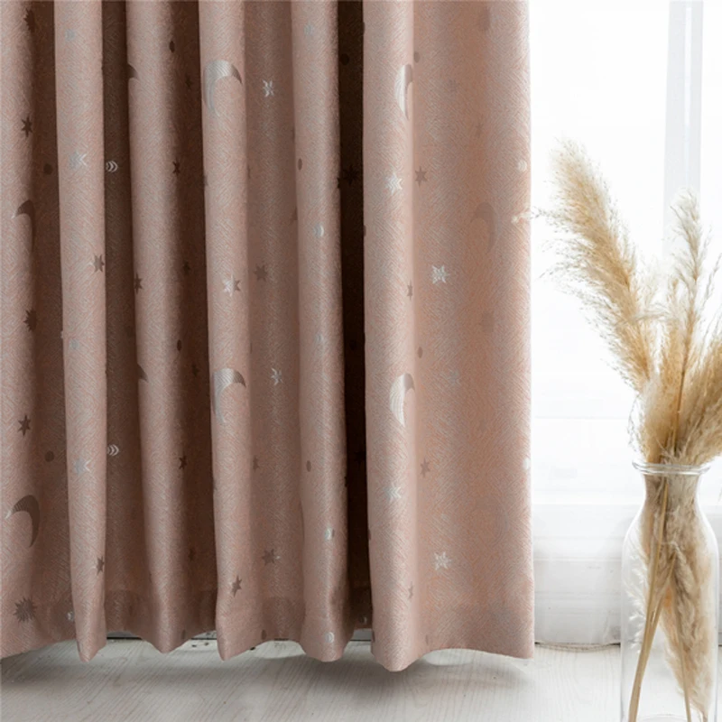 Затемняющая занавеска со звездочками Высококачественная из пеньки стразами