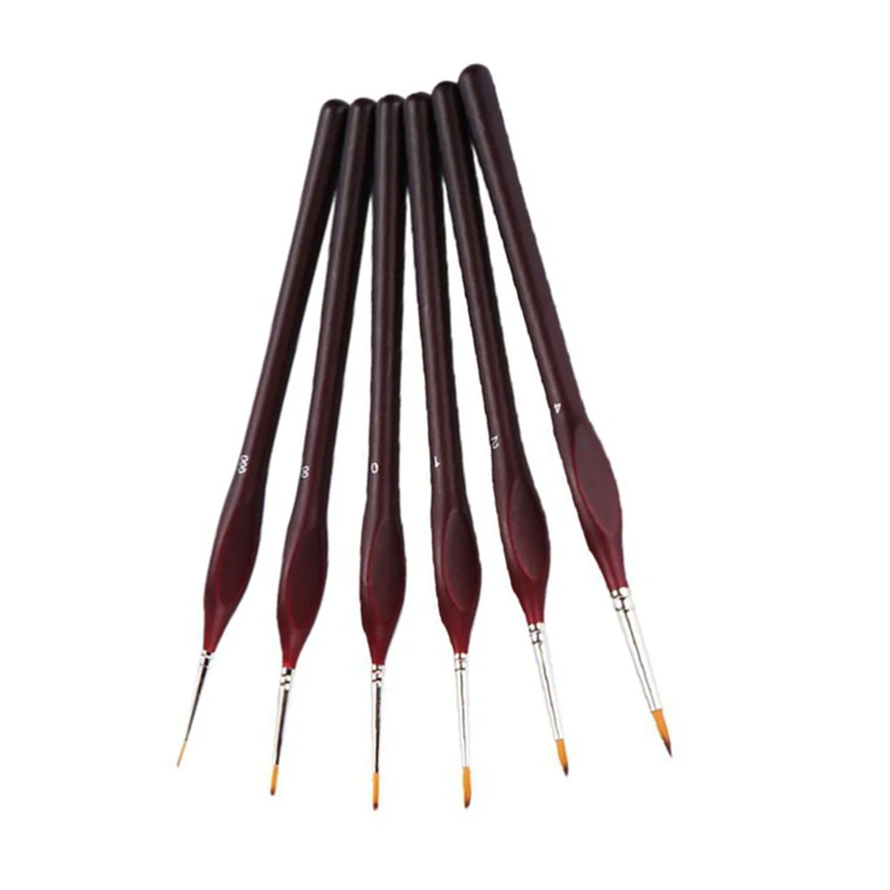 

1 Set of 6pcs Professional Hand Drawing Pen Wolf Hair Tip Brushes Detailing Painting Drawing Brushes (Dark Red)
