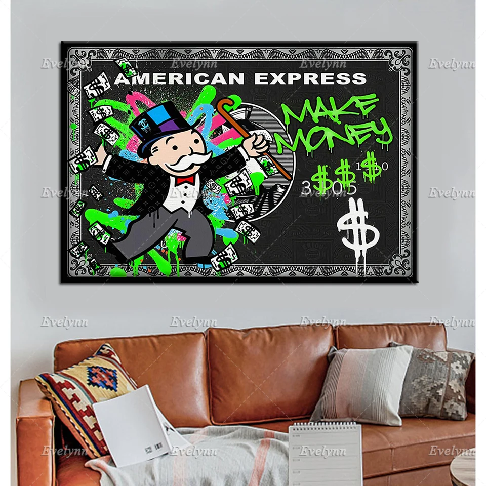 Alec граффити Монополия деньги улица Искусство Печать на холсте картина стену