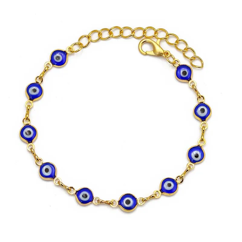 Многослойный браслет 14 к с золотым наполнителем со счастливым темно-синим