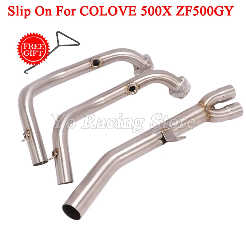 For COLOVE 500X ZF500GY Slip On Motorcycle Exhaust Escape Modified Front Link Pipe Connecting Original System 51mm Moto Muffler enlarge