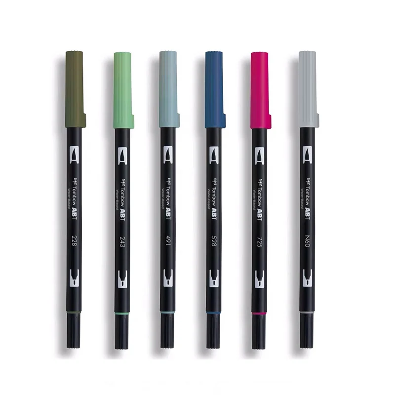 

6pcs Cute Art Dual Marker Pens Colorful Ink Manga Anime Watercolor Tip TOMBOW AB-T Brush Pen Graffiti Painting Pencil