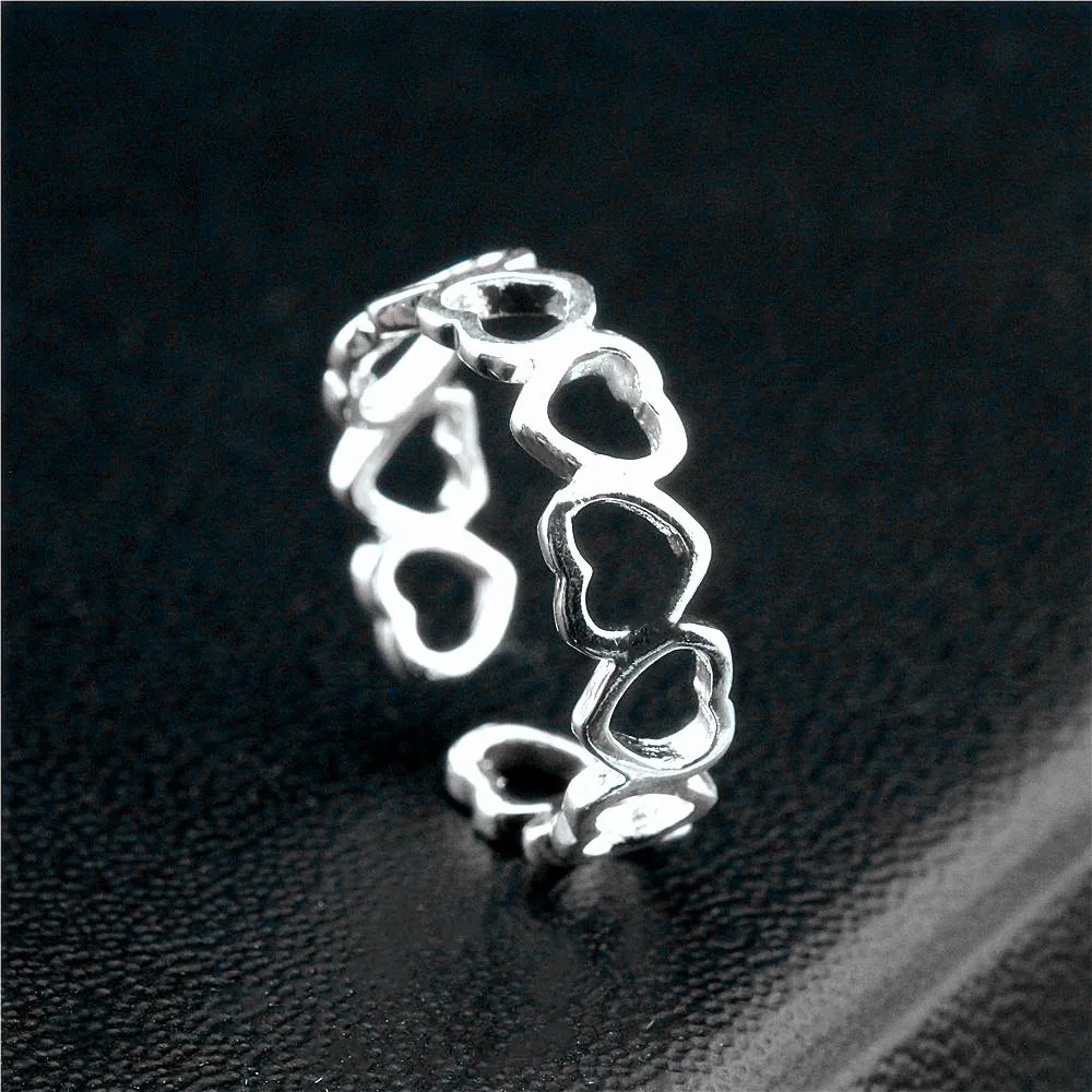 

Silver foot ring foreign trade foot personality charm hollow love ring retro women's ring
