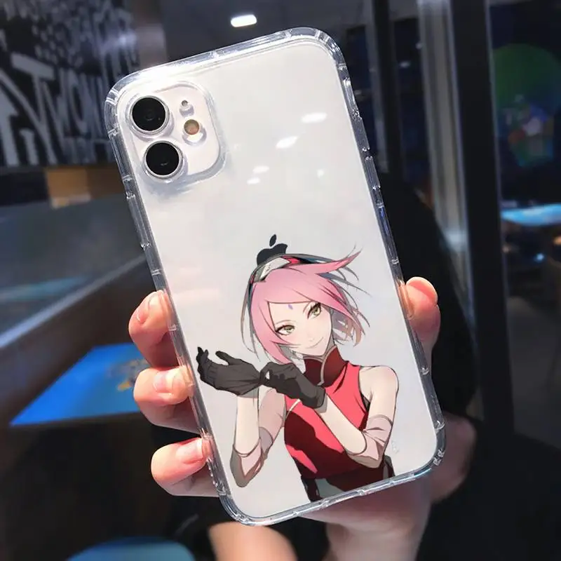 

Naruto Haruno Sakura anime Phone Case Transparent for iPhone 6 7 8 11 12 s mini pro X XS XR MAX Plus