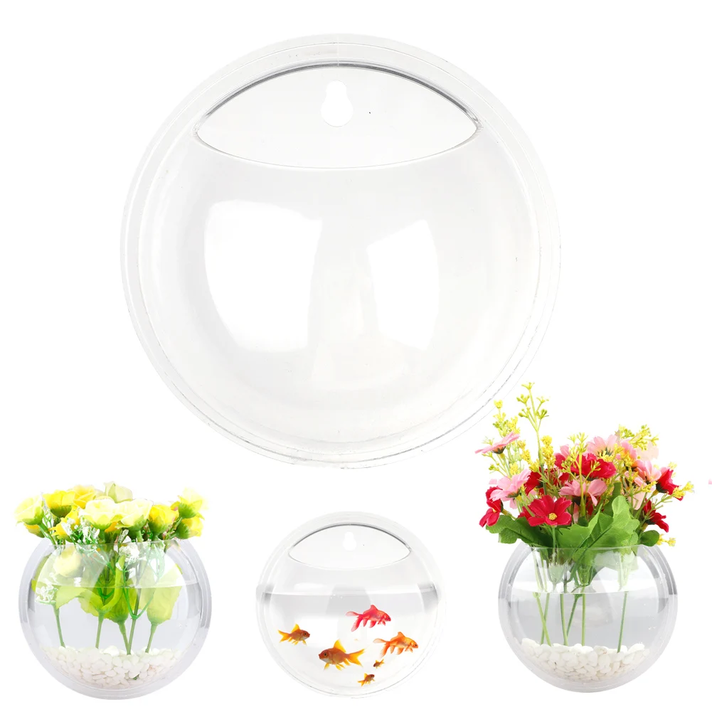 Wall Mounted Fish Tank Home Decoration Transparent Pet Supplies Aquatic Plant Vase Acrylic Hanging | Дом и сад