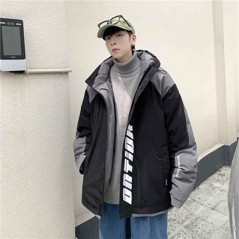 Large Size M-7XL 2022 Autumn Winter Hooded Cotton-Padded Jacket Mens Hip Hop Loose Thick Warm Cargo Coats Streetwear Top Parkas