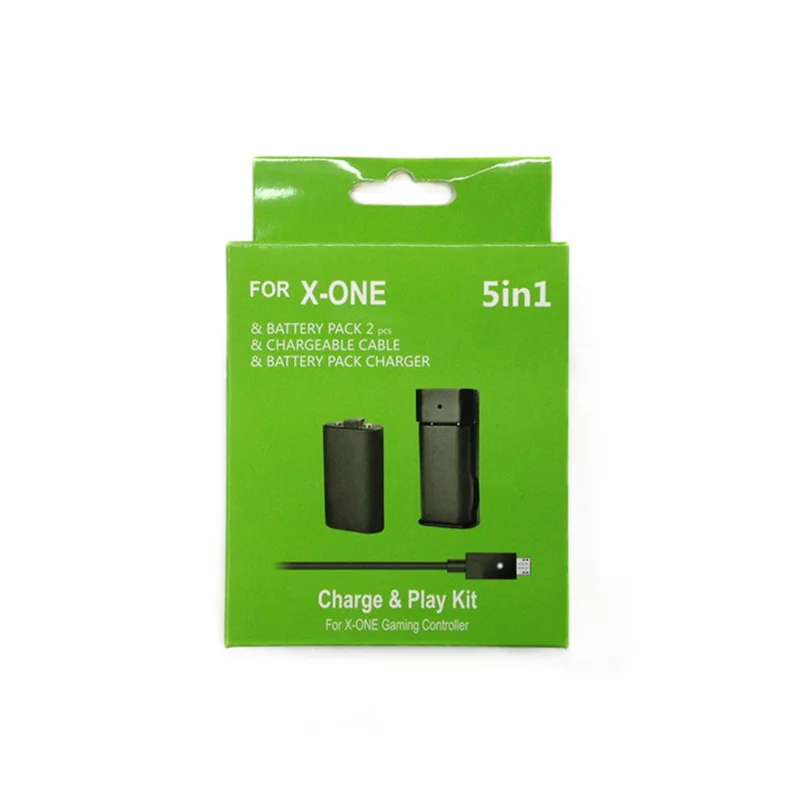 

High Quality 2Pcs 2800mah Rechargeable Batteries for XBOX ONE Wireless Controller Gamepad +Charging cable+Battery Charger kit