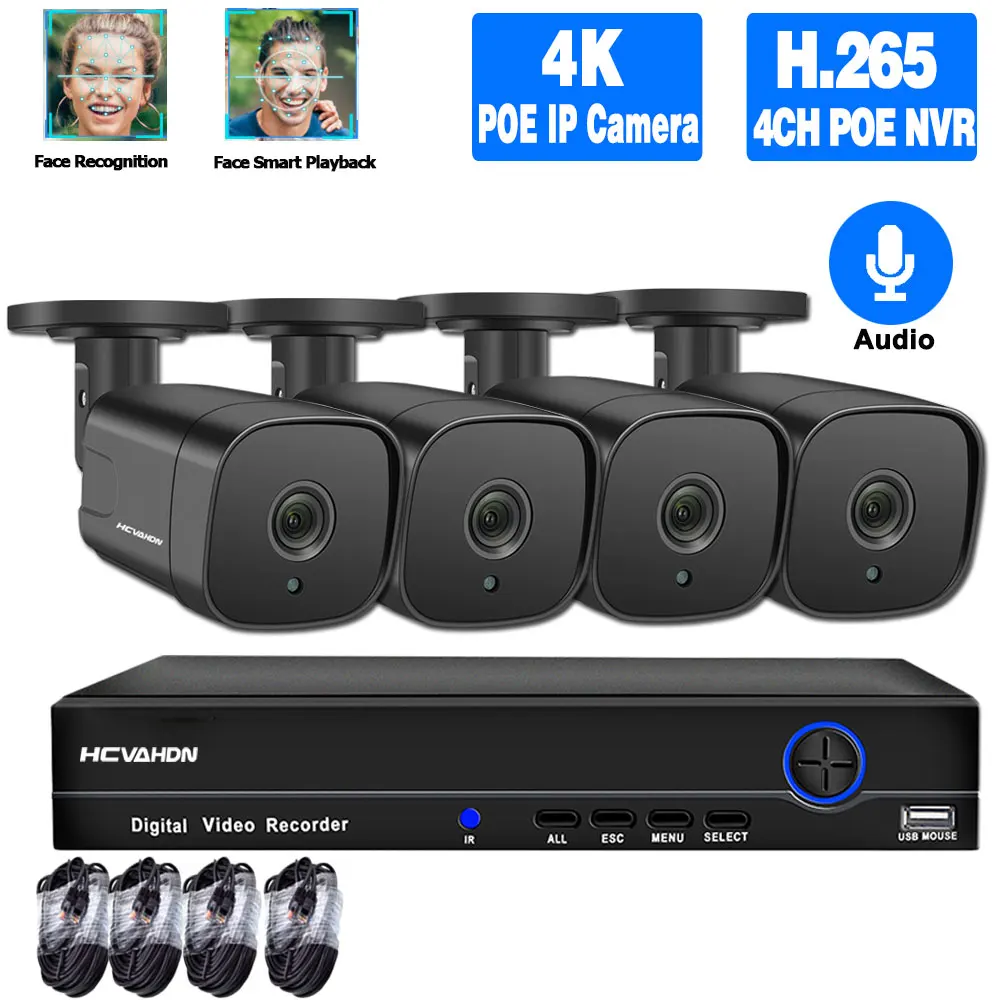 Камера видеонаблюдения системы безопасности 4CH NVR POE 4K наружный