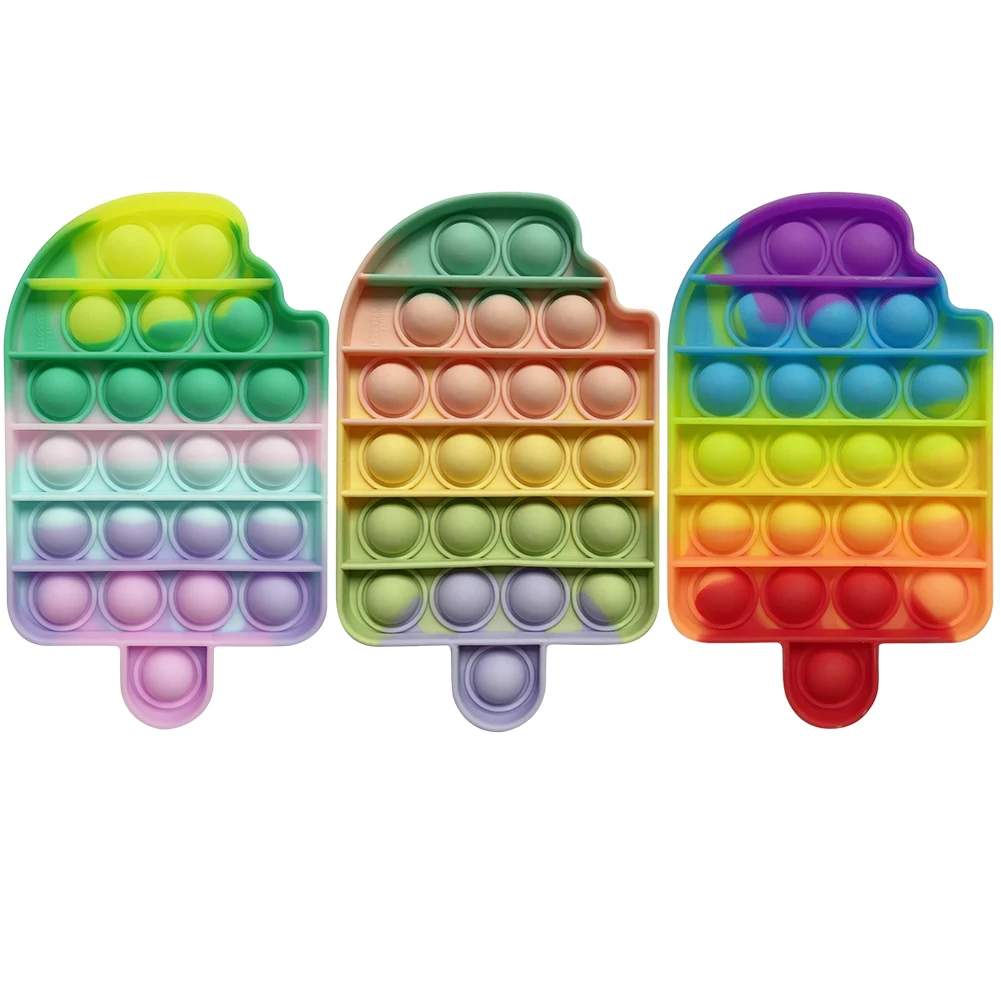 

Rainbow Small Ice Cream Push Bubble Sensory Toy Autism Needs Stress Reliever Toys Adult Children Funny Decompression Gifts
