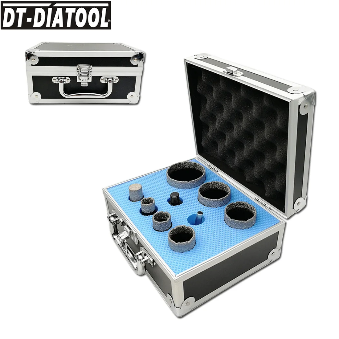 DT-DIATOOL 9pcs/kit Vacuum Brazed Diamond Drilling Core Bits Sets Hole Saw Mixed size plus Finger Bits Adapter M14 Connection