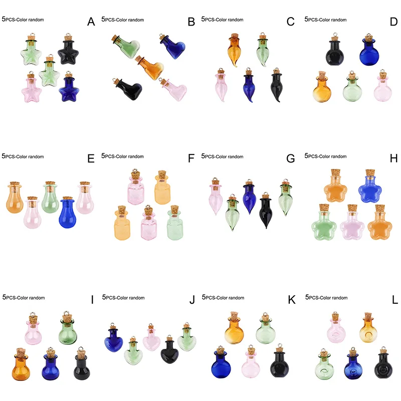 5 шт./лот стеклянная бутылка подвеска лаванда мини-прозрачная пробка в форме
