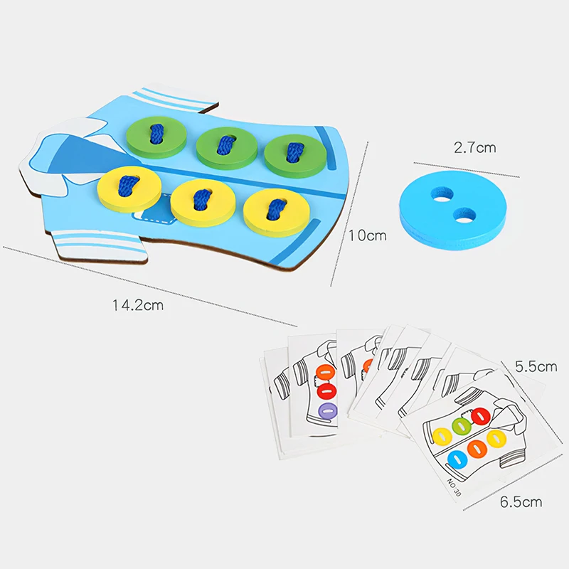 

Montessori Educational Wooden Toy Children DIY Wear Clothes Rope Sewing Button Parent-Children Game Toys For Children Gift