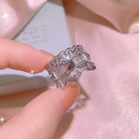 gorgeous aaa cubic zirconia index finger rings jewelry luxury 925 sterling silver engagement party ring for women wholesale