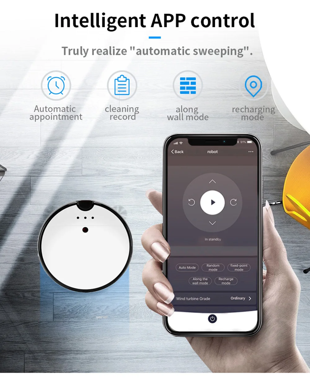 Робот пылесос 3000 Pa сильный втягивающий аспиратор Wi-Fi подключение работает для