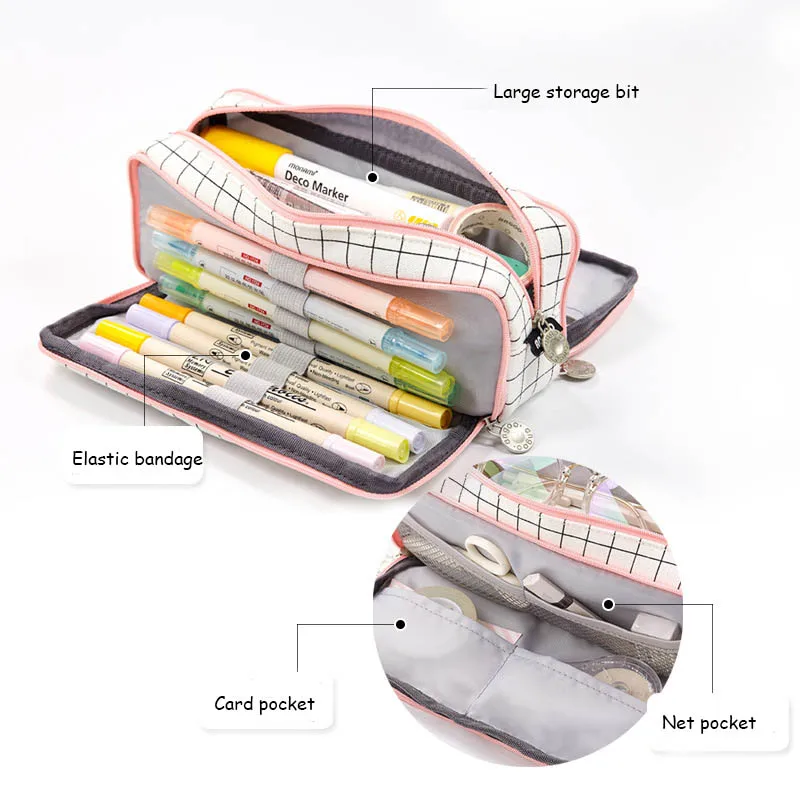 Корейский Большой Вместительный чехол-карандаш для школы девочек и мальчиков