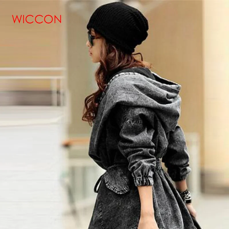 Новая верхняя одежда с капюшоном для девочек джинсовая ветровка Модные