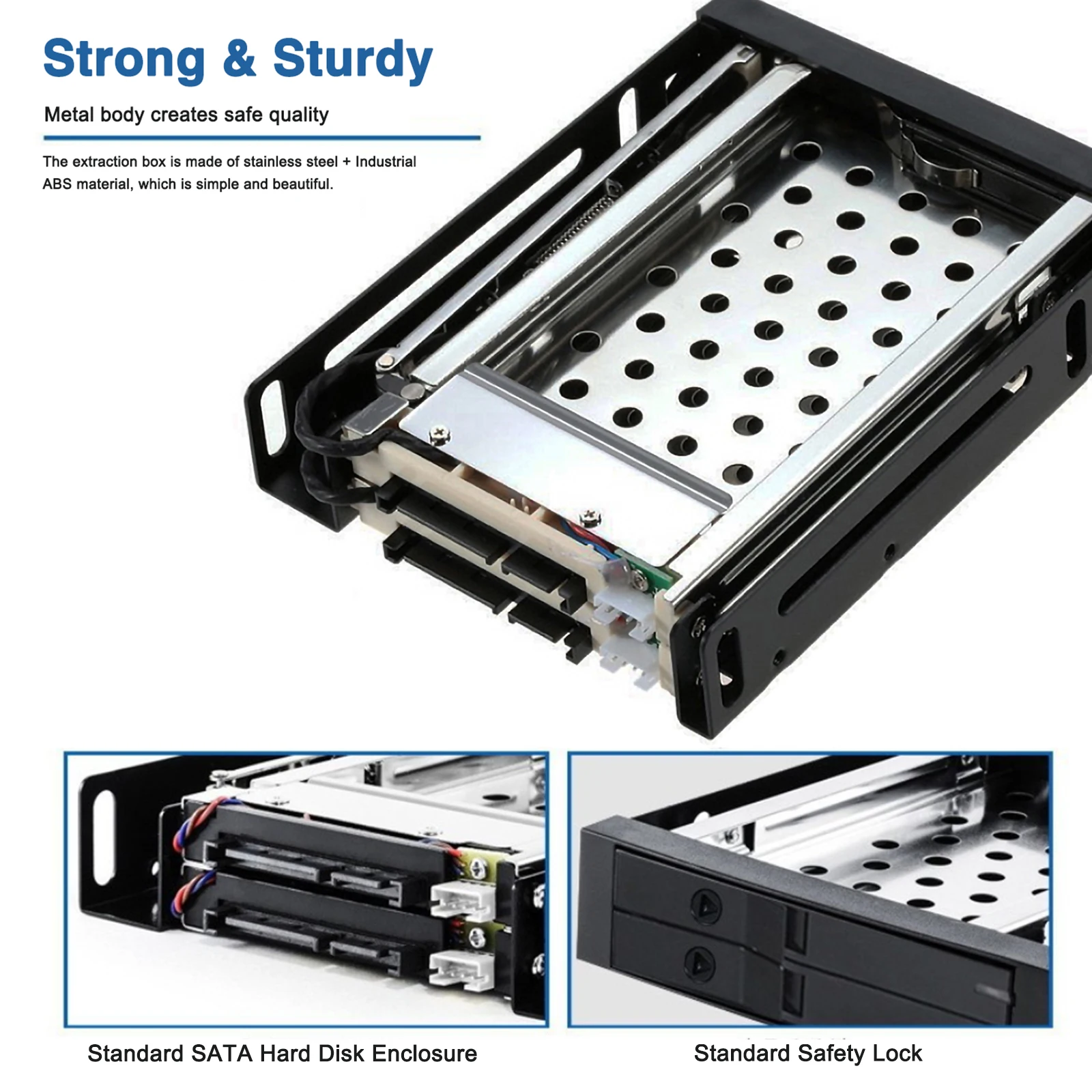 

Floppy Drive Bay 2.5 Inch Metal Double-layer Standard SATA Hard Disk (HDD) Box / Solid State Drives Case (SSD) With Safety Lock