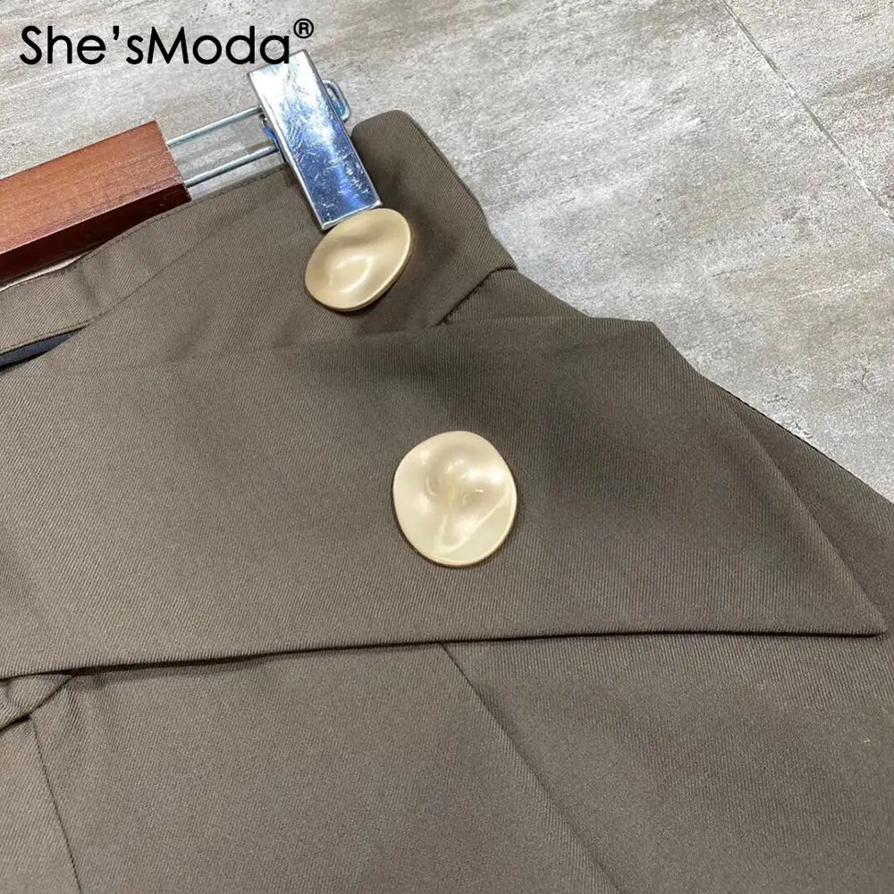 

She'sModa New Luxury OL Office Button Back Zipper Suit Fabric Women's Shorts