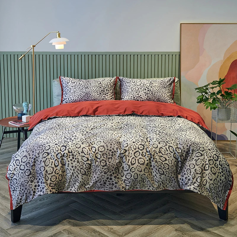 

4 шт., Комплект постельного белья с леопардовым принтом