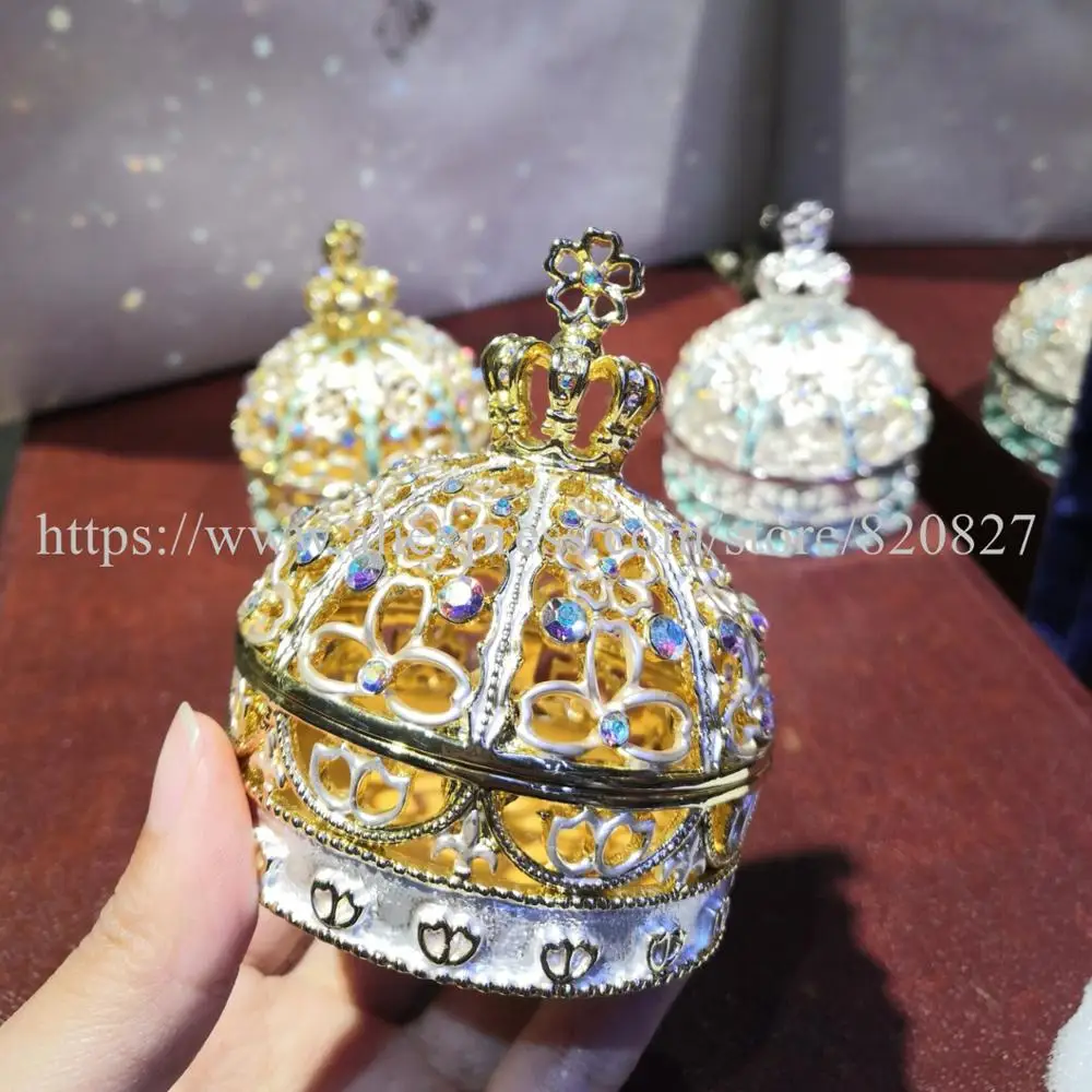 New Floral Crown Shape Metal Jewelry Trinket Box Ring Jewerly Box