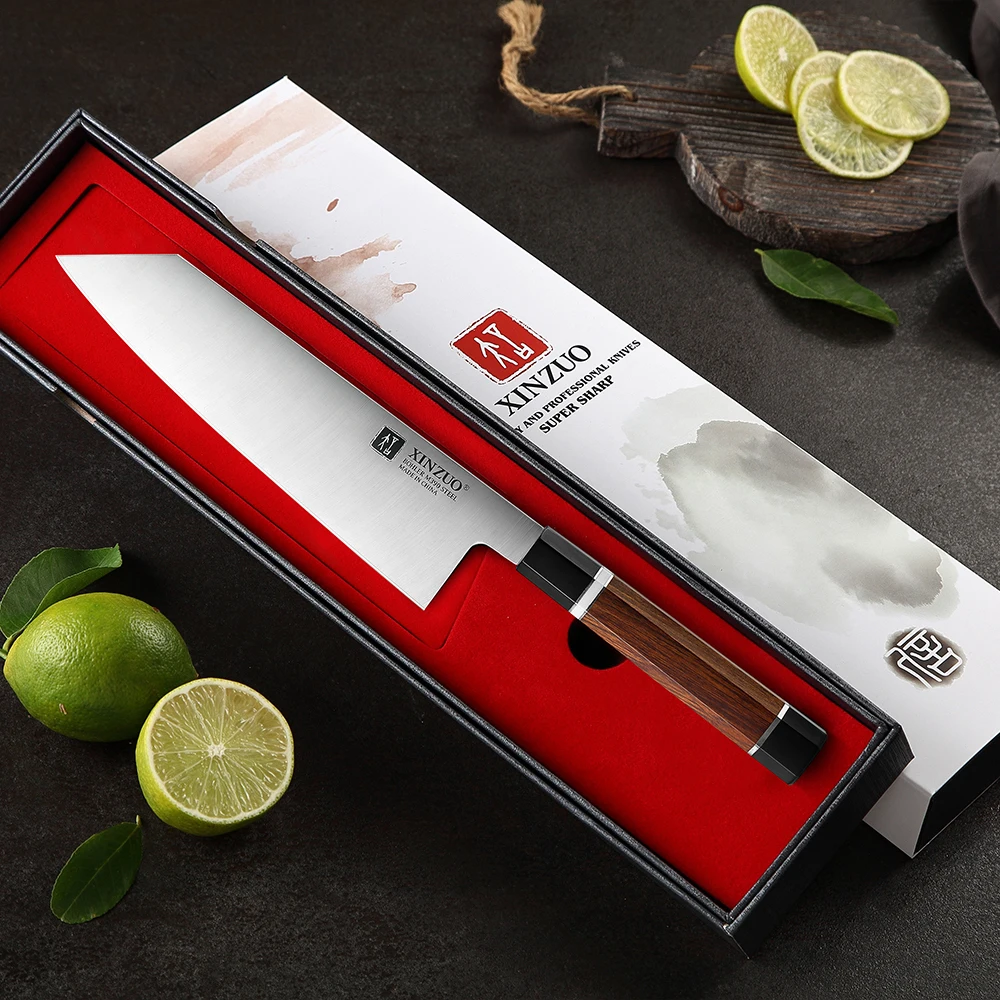 XINZUO-cuchillo Gyuto de 210mm, utensilio de cocina profesional de acero al polvo, 60-62 HRC Bohler M390, mango de hierro para el desierto de Am&eacute;rica del Norte-5