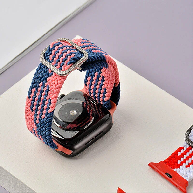 

Braided Nylon Strap For Apple Watch Band 44mm 40mm 38mm 42mm Elastic Adjustable Solo Loop Belt Bracelet iWatch Series 6 5 4 3 SE