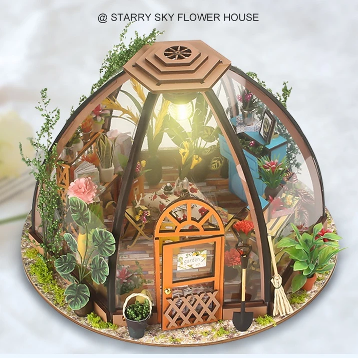 

Сделай Сам коттедж, звездное небо, Цветочная комната Светильник кой, маленькая искусственная деревянная сборка, игрушка, сделай сам, рождес...