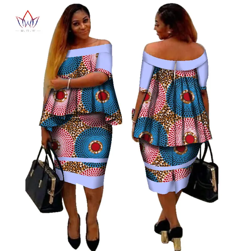 8 Африканский dashiki печати Женская одежда Двойка Топы корректирующие и Для тела кукурузы юбка Дизайн Мода г. плюс Размеры bintarealwax WY2890 - Цвет: 8