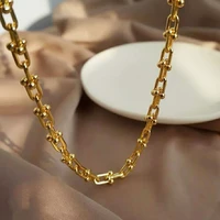 srcoi geometric u shape chain necklaces minimalist gold color metal link chokers necklace for simple women grunge rock gifts