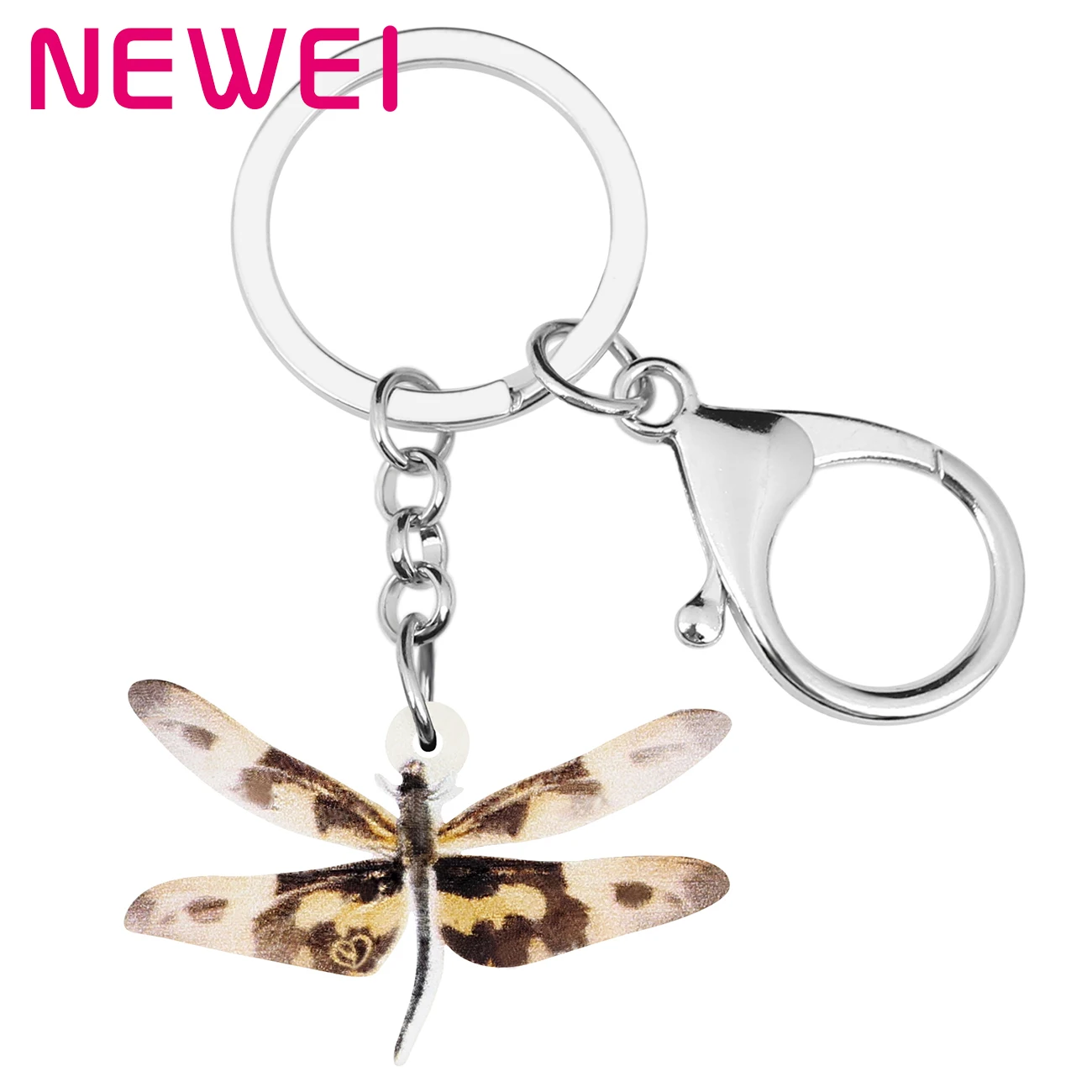 

Newei Acrylic Brown Dragonfly Keychains Keyring Lovely Animal Key Chain Jewelry For Women Kids Girl Classic Gift Car Accessories