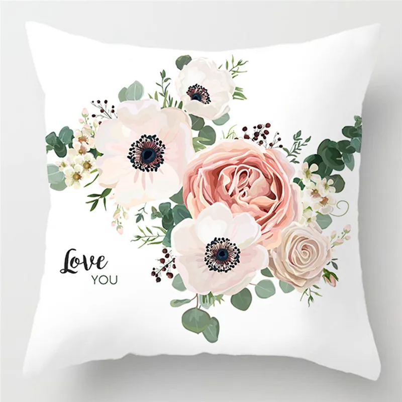 45*45 см большая Цветочная белая наволочка с принтом подушки из микрофибры мягкие