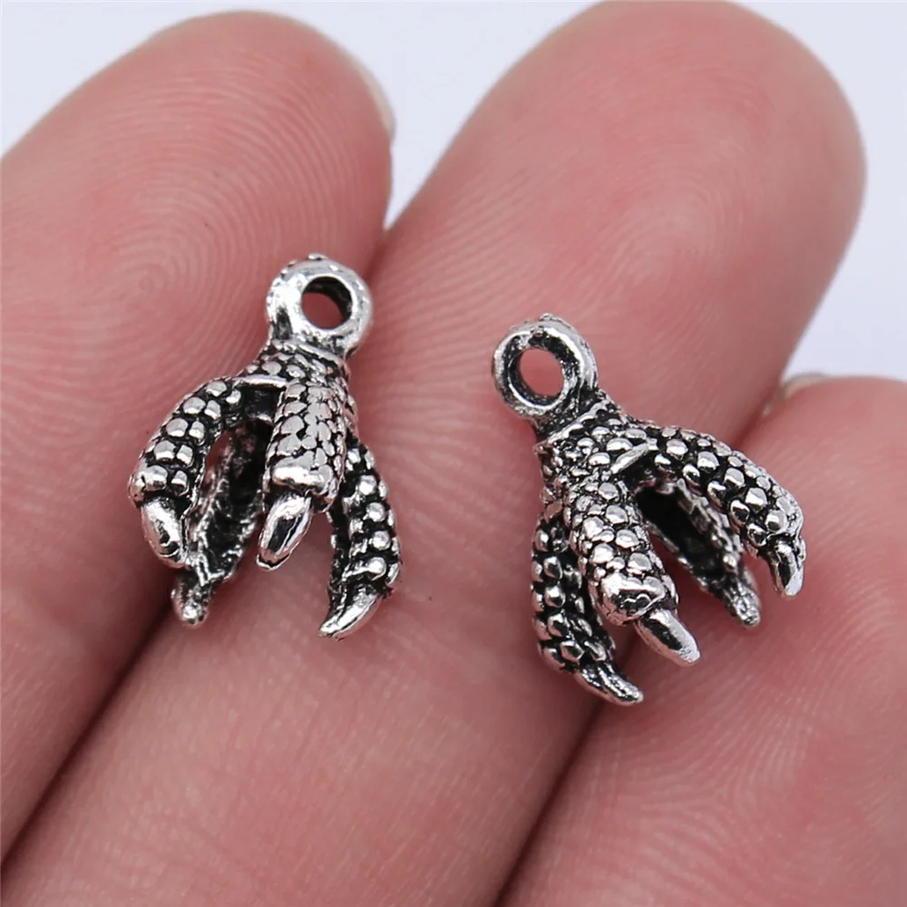 

10PCS/lot 15*9mm Metal Charms Eagle Claw Pendants Antique Silver Color Making DIY Handmade Tibetan Jewelry DIY