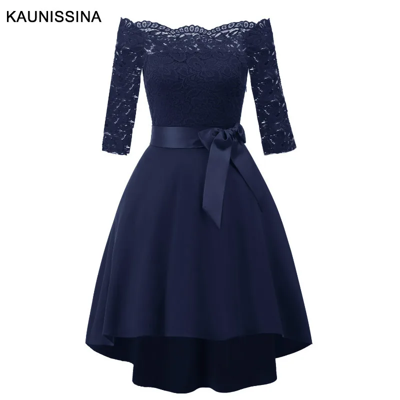 KAUNISSINA A Line кружевное коктейльное платье 3/4 рукав с открытыми плечами вечерние элегантные дамские платья кружевное торжественное платье