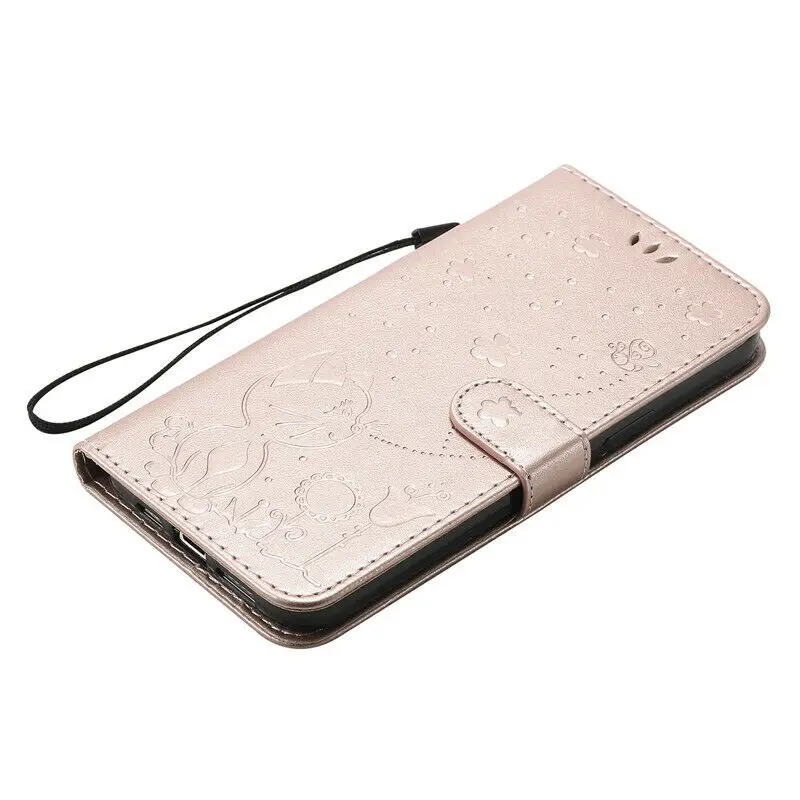 

For iphone 11 case iPhone 12 11 Pro Max 7 8 Plus X XR XS Cat Bee Wallet Leather Flip Case Cover iphone 11 cases for women