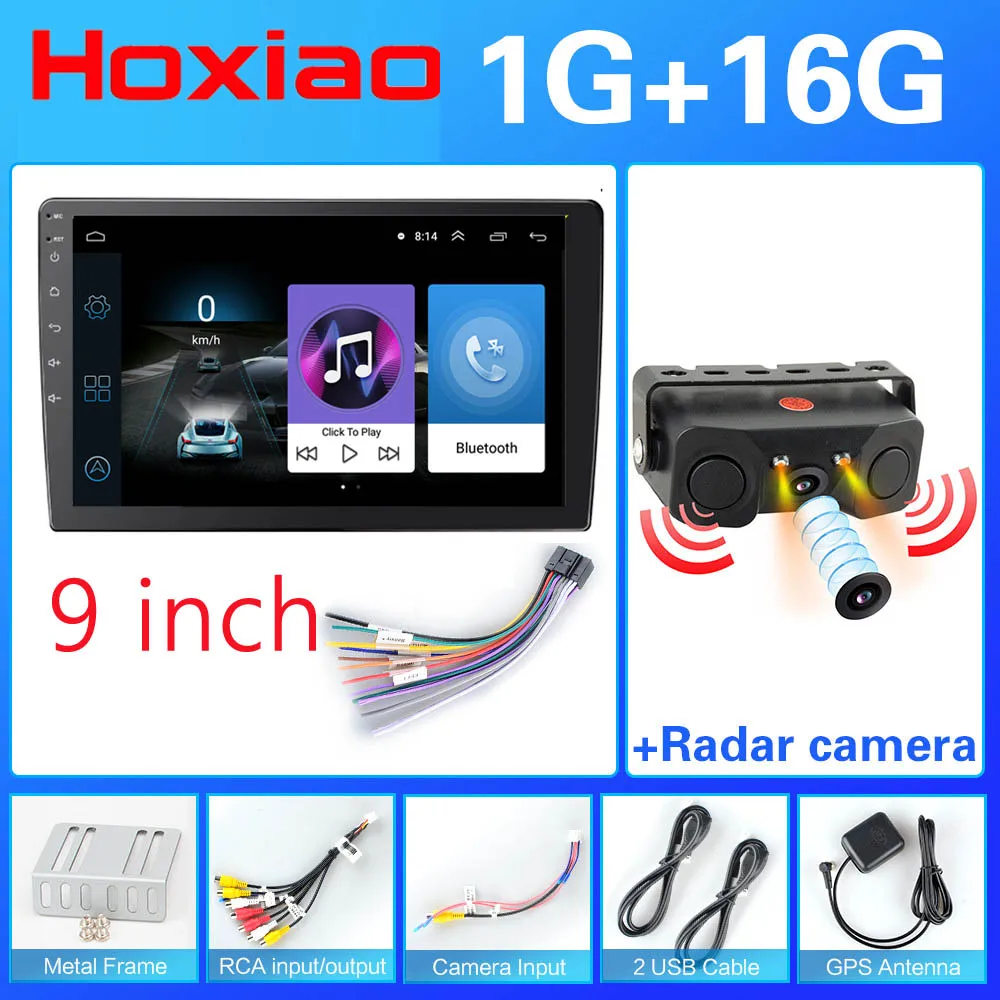2 DIN 9,0 дюймов Android 8,1 сенсорный экран автомобильный мультимедийный плеер Bluetooth gps WiFi навигатор FM радио плеер автомобильная камера - Цвет: 16G-camera