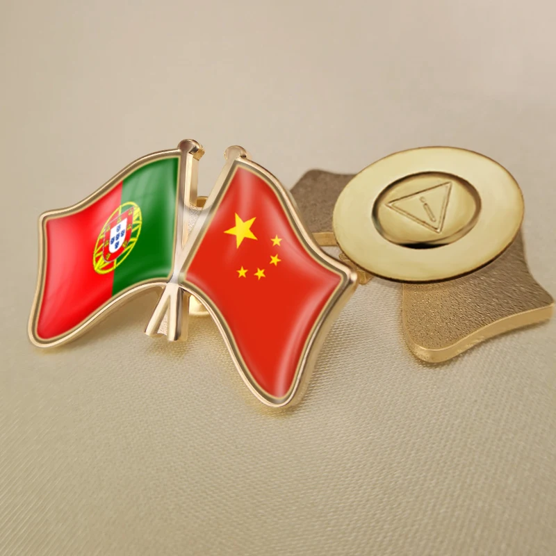 China and Portugal Crossed Double Friendship Flags Lapel Pins Brooch Badges | Украшения и аксессуары