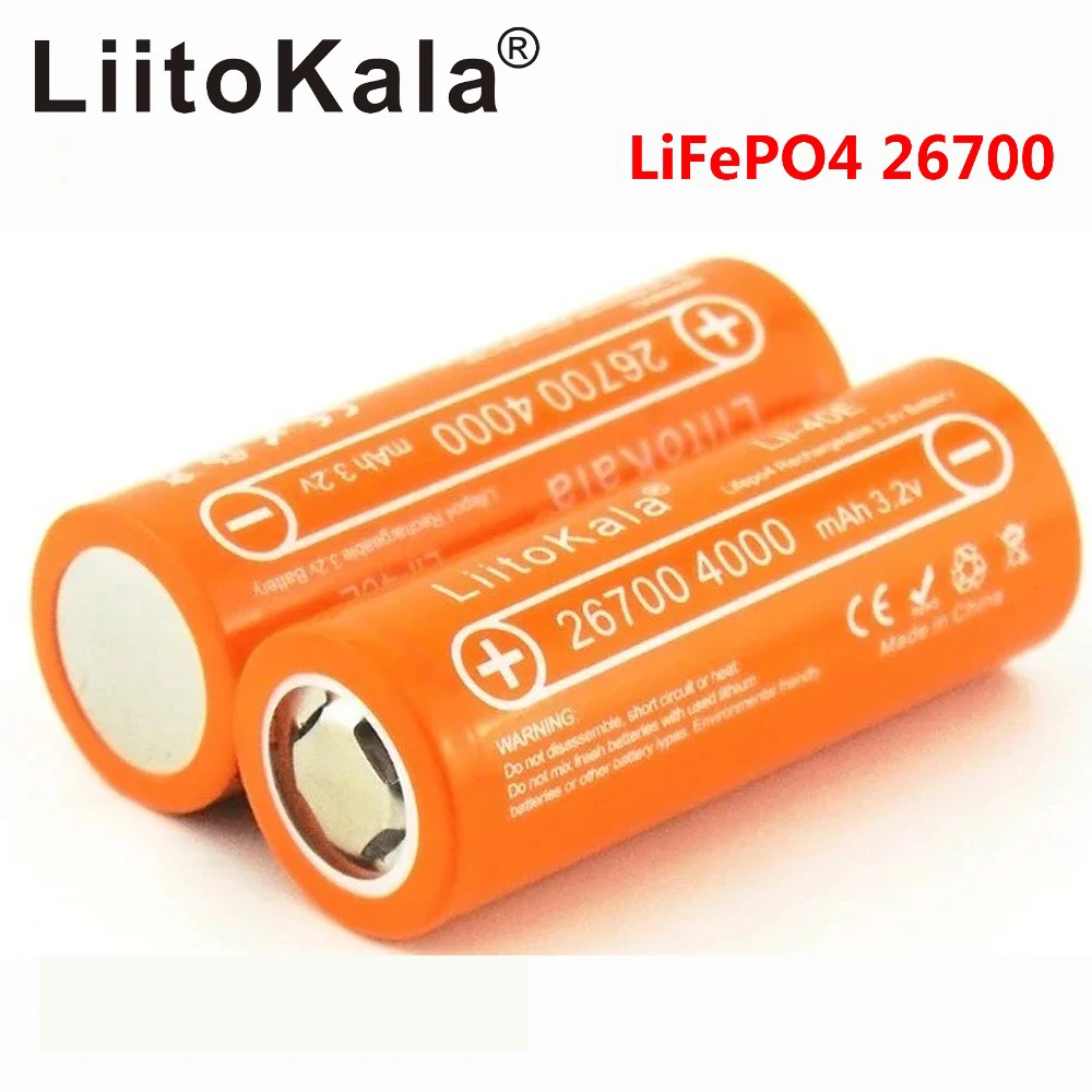 

2023 3.2v LiitoKala Lii-40E Lifepo4 26700 4000mah rechargeable battery accu lithium cell high capacity 10A pilas diy pack mod