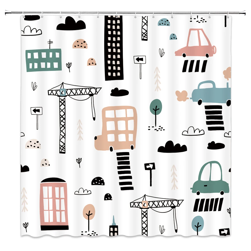 

Waterproof Polyester Fabric Shower Curtain with 12 Hooks Cartoon Bath Curtain Child Home Decoration Boy Bathroom Hanging Cloth
