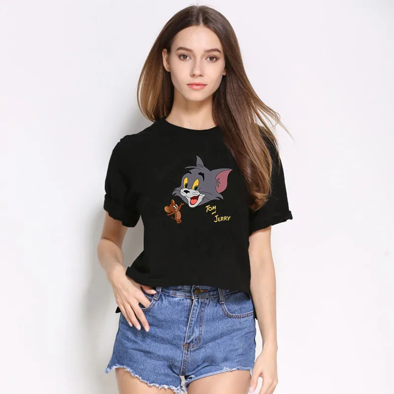 

Vogue Female Summer T-Shirts Three Colours White Black Grey Short-sleeved Tshirts Hippop Ulzzang Cartoon High Quality Top Tees