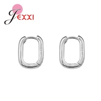simple style real 925 sterling silver square pattern hoop earrings for women ear hoops brincos engagement statement jewelry