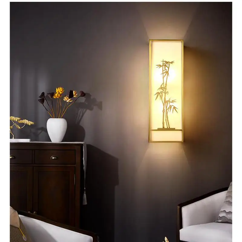 Китайский большой тканевый настенный светильник медный светодиодный бра для