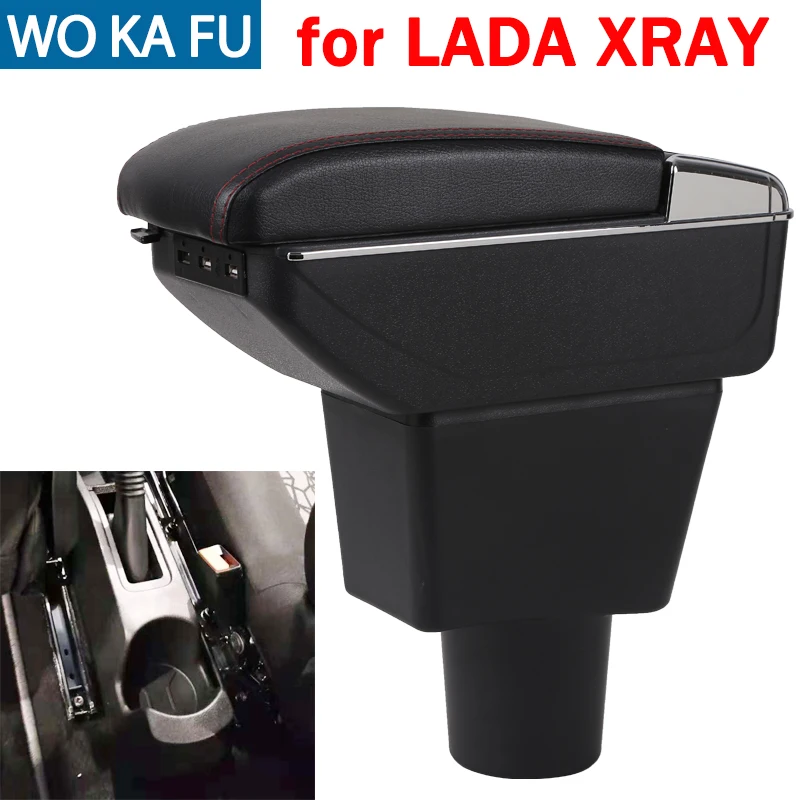 for lada xray armrest box central store content box with cup holder ashtray can rise with usb accessory free global shipping