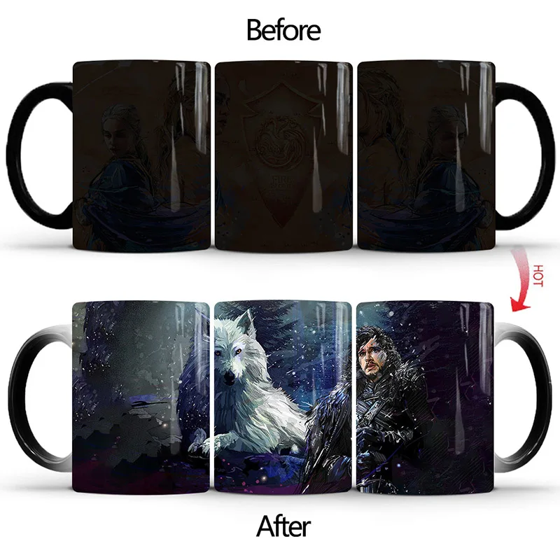 Style B Mug 1 шт. новая игра престолов Магическая кружка для кофе горячая холодная меняющая цвет кружка 350 мл керамические кружки чашка подарок кружка для друзей Прямая - Цвет: Style B Mug