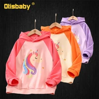 2 12years children unicorn pony print hoodies sweatshirt with hood cute clothing for girls kids top clothes child casual outwear