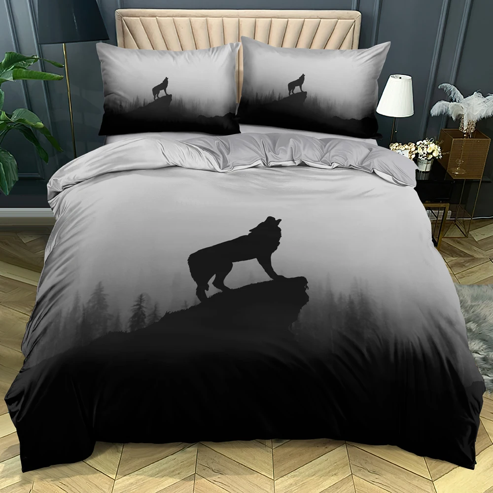 

Волк пододеяльник комплекты 3D дизайн серый постельное белье Наволочки King Queen Твин двойной Размеры 140*200 см животных Постельное белье