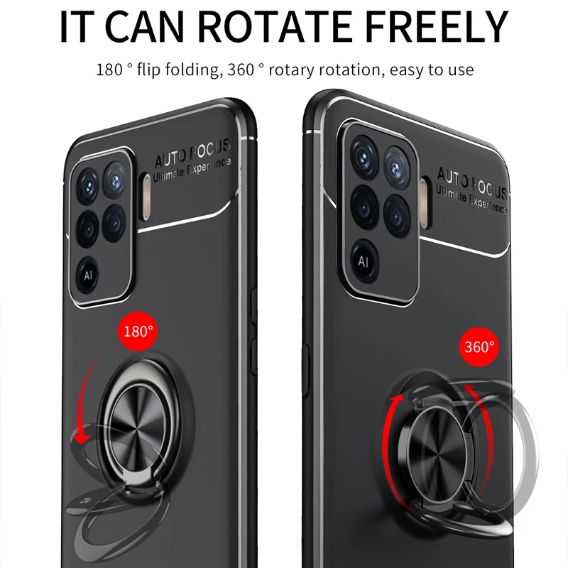 for oppo reno5 lite case metal ring holder soft silicone shockproof matte case for oppo reno5 lite cover for oppo reno5 lite free global shipping